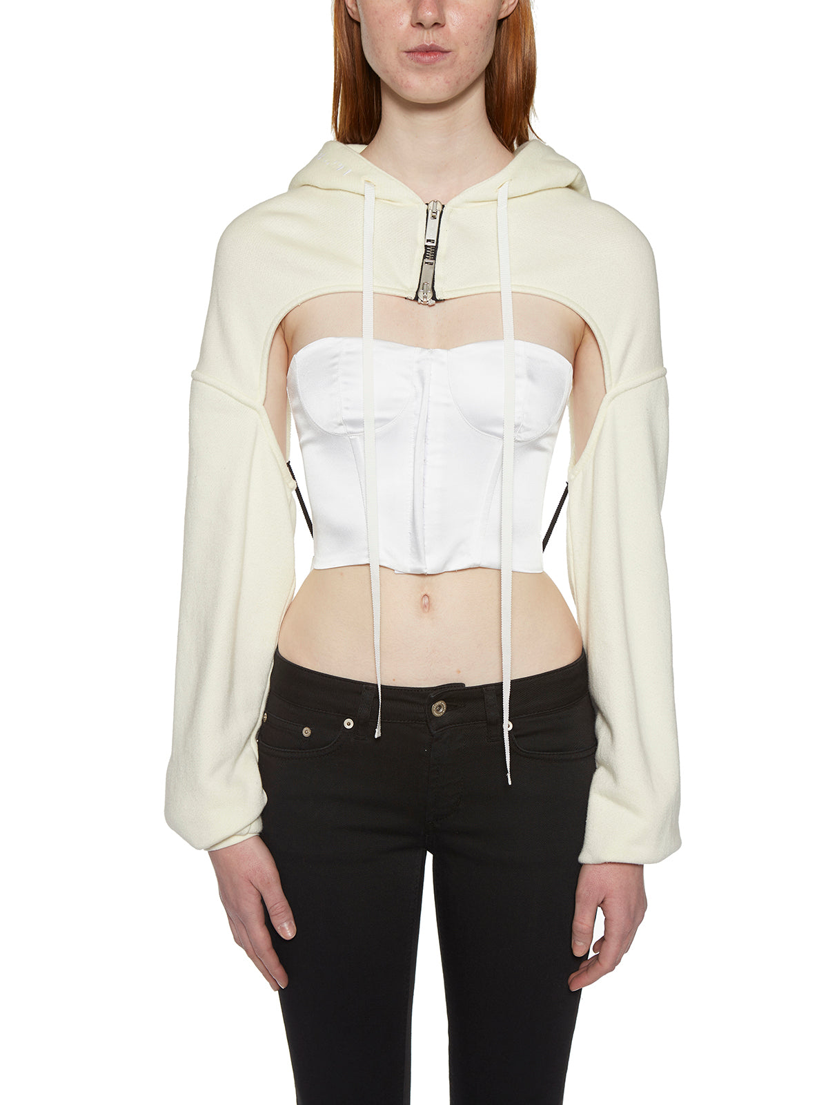 BEN TAVERNITI UNRAVEL Women's Mini Two-Piece Printed Cotton Sweatshirt with Corset