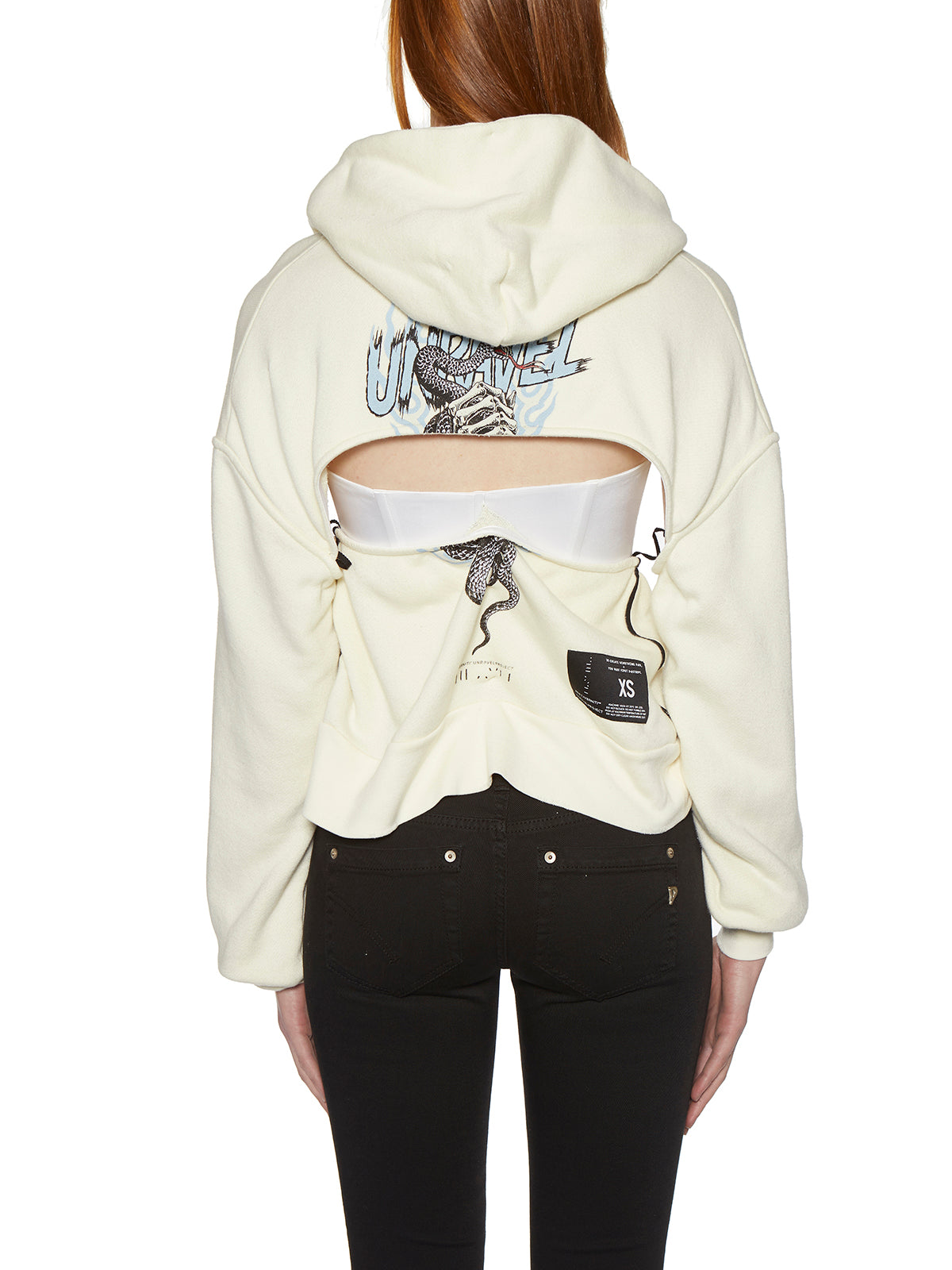 BEN TAVERNITI UNRAVEL Women's Mini Two-Piece Printed Cotton Sweatshirt with Corset