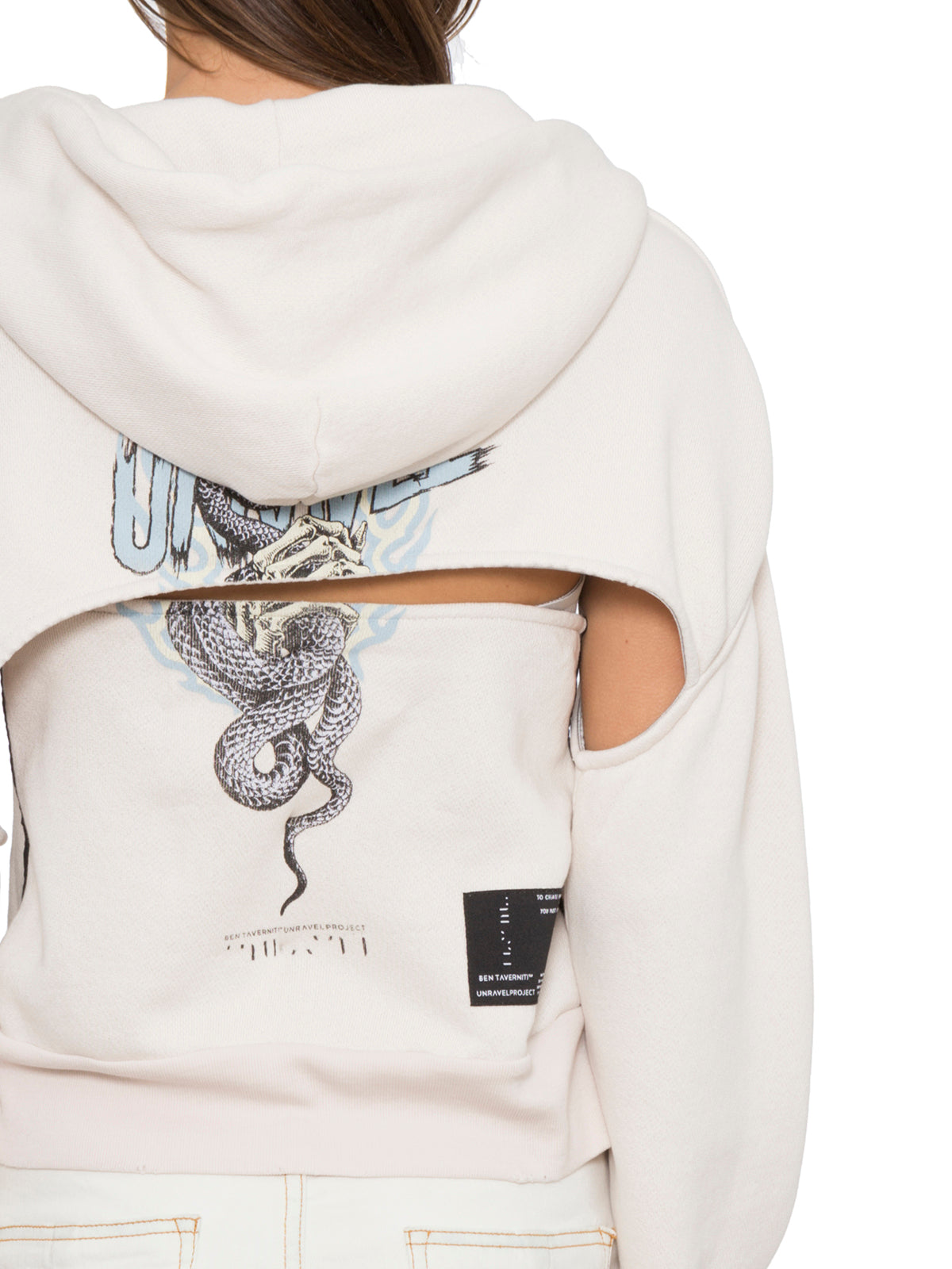 BEN TAVERNITI UNRAVEL Two-Piece Printed Cotton Sweatshirt with Corset Detail (S)