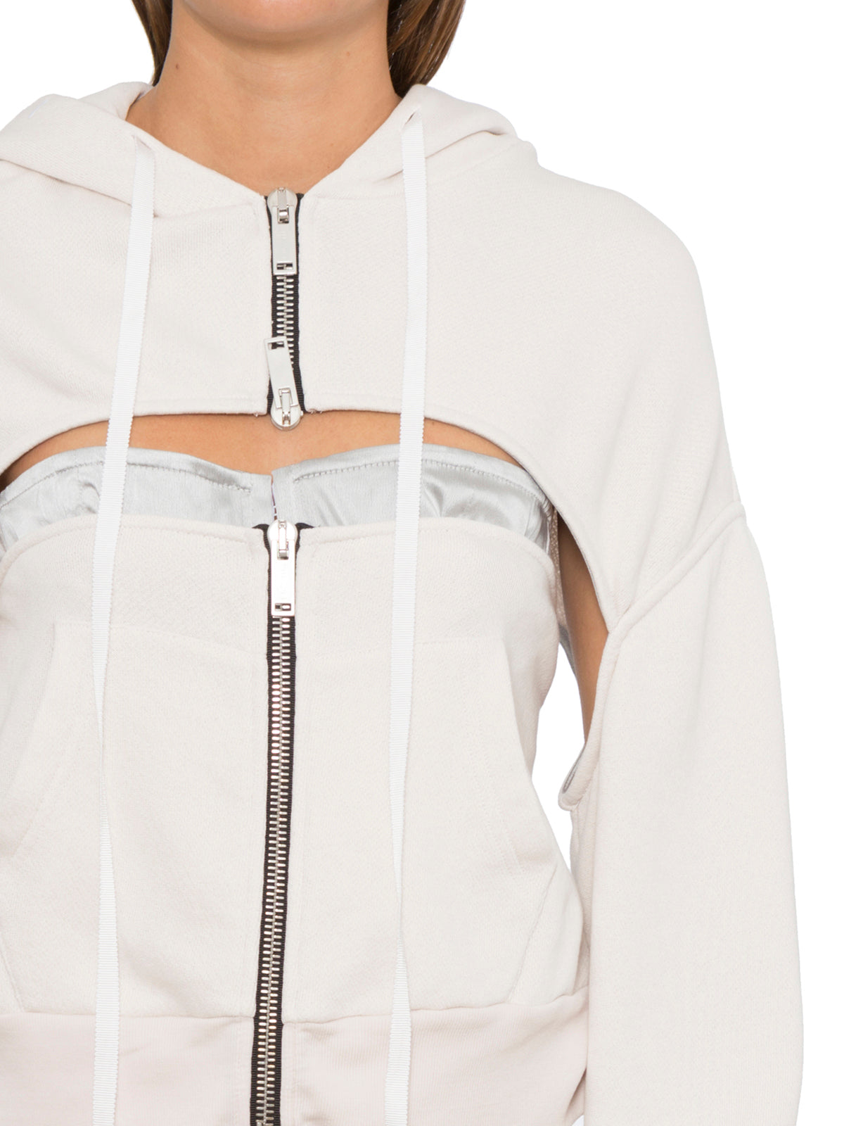 BEN TAVERNITI UNRAVEL Two-Piece Printed Cotton Sweatshirt with Corset Detail (S)