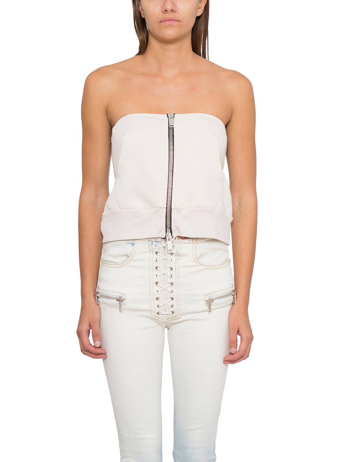 BEN TAVERNITI UNRAVEL Two-Piece Printed Cotton Sweatshirt with Corset Detail (S)