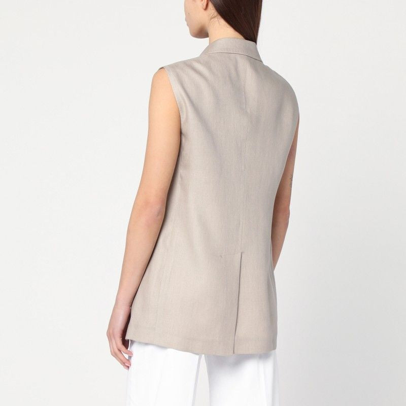 TAGLIATORE Double-Breasted Linen Vest