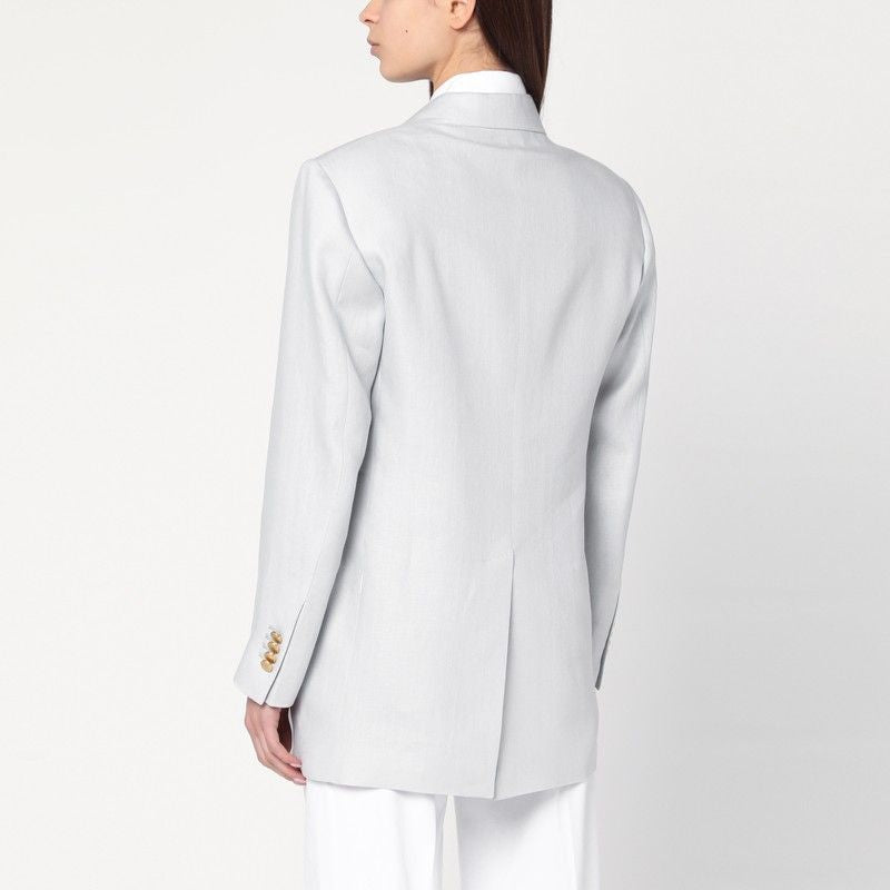 TAGLIATORE Light Grey Single-Breasted Linen Jacket (Women)