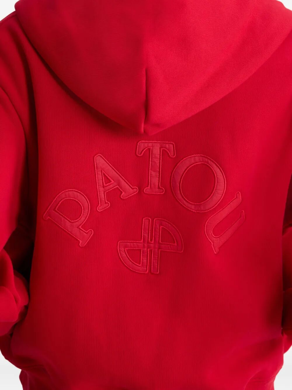 PATOU Logo Monogram Zip-Up Hoodie in Organic Cotton Fleece