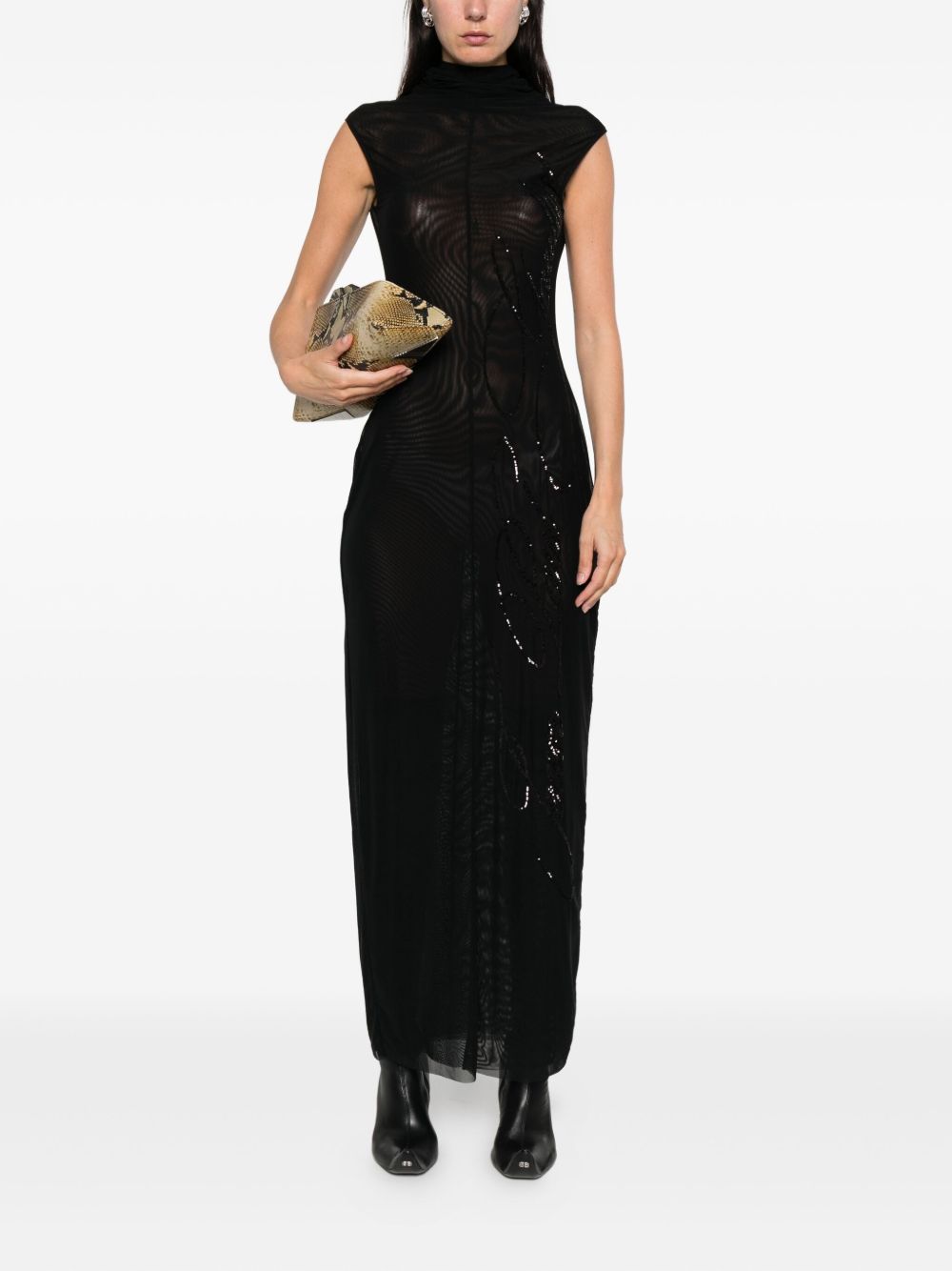 JEAN PAUL GAULTIER Elegant Long Sequin Dress Size S for Women