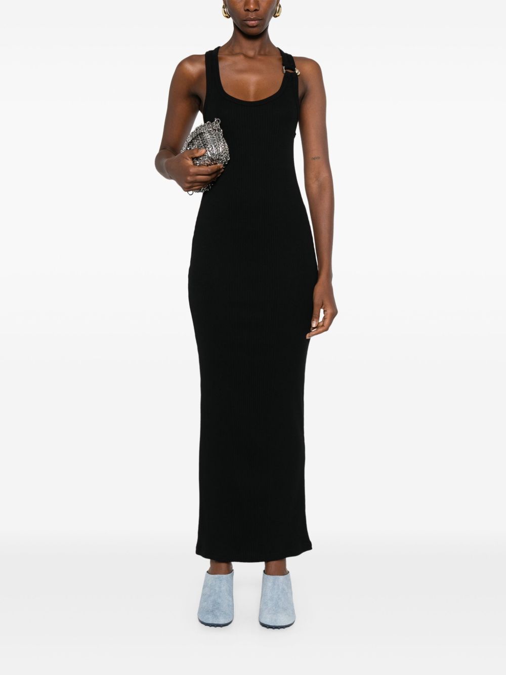 JEAN PAUL GAULTIER Ribbed Cotton Long Dress with Piercing Details - Size 42