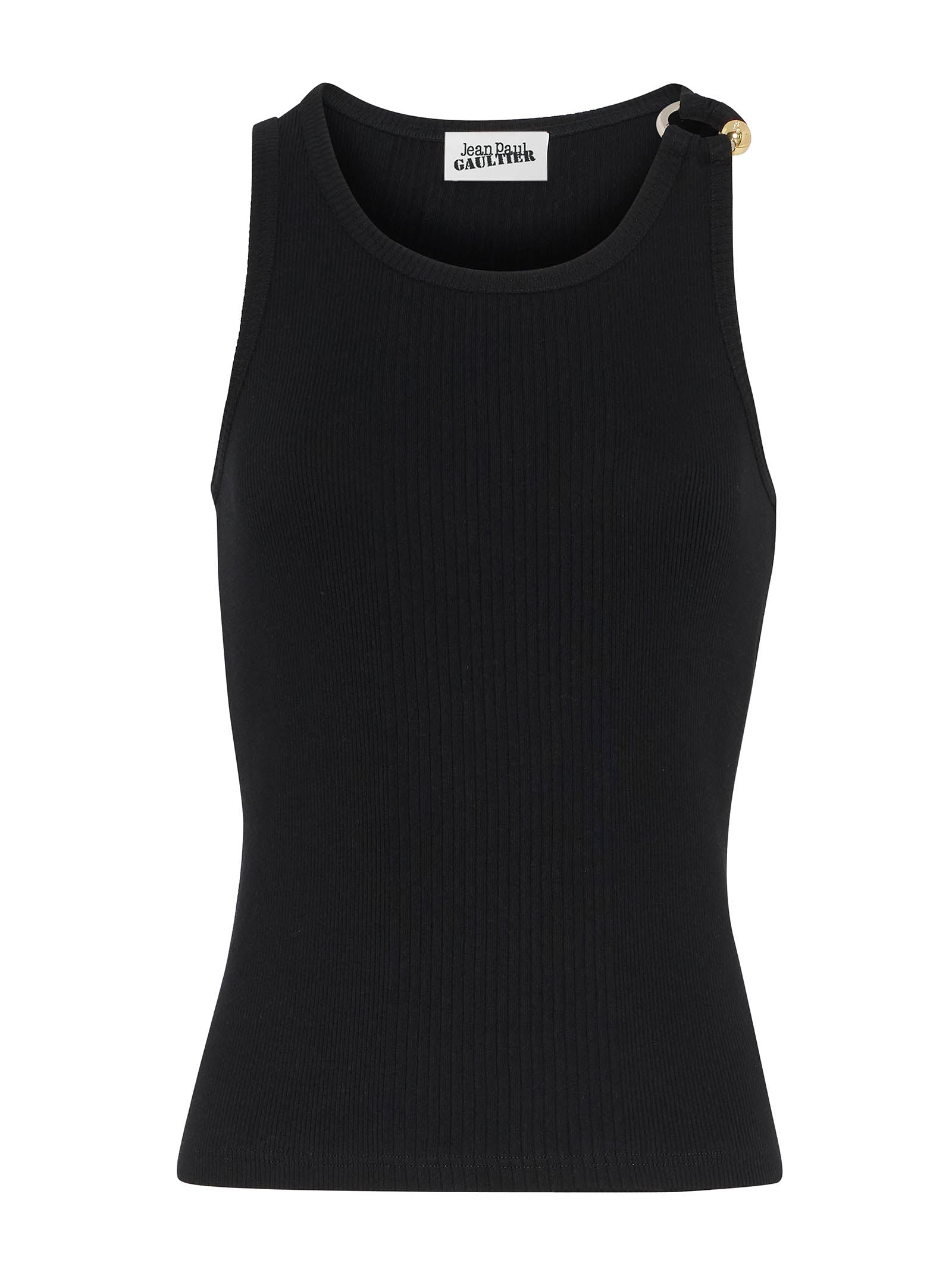 JEAN PAUL GAULTIER Ribbed Tank Top with Unique Piercing Details - Women's Fitted Style