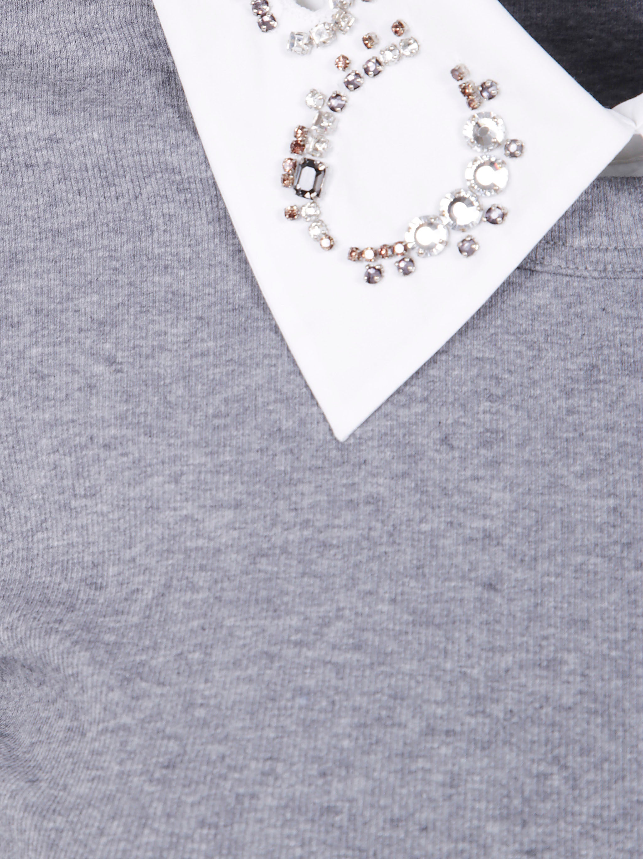 FABIANA FILIPPI Ribbed Short Sleeve T-Shirt with Embroidered Detail