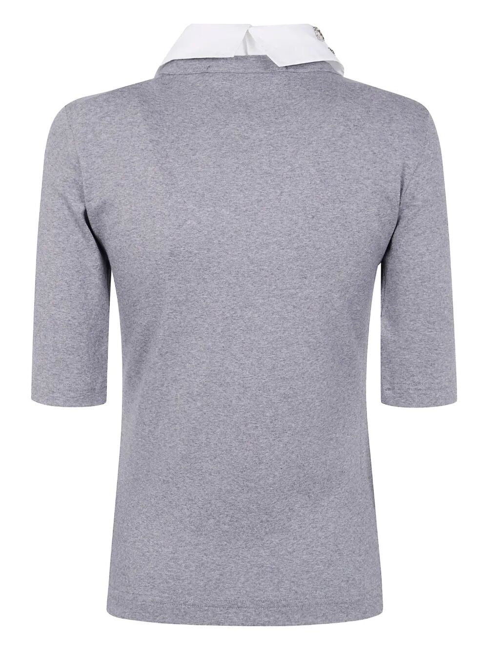 FABIANA FILIPPI Ribbed Short Sleeve T-Shirt with Embroidered Detail