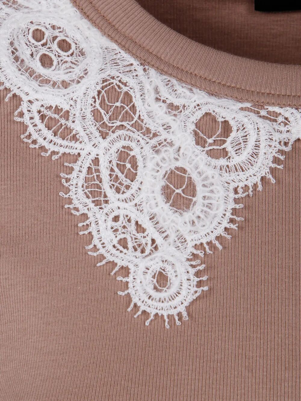 FABIANA FILIPPI Long Sleeve T-Shirt with Macrame Lace Collar
