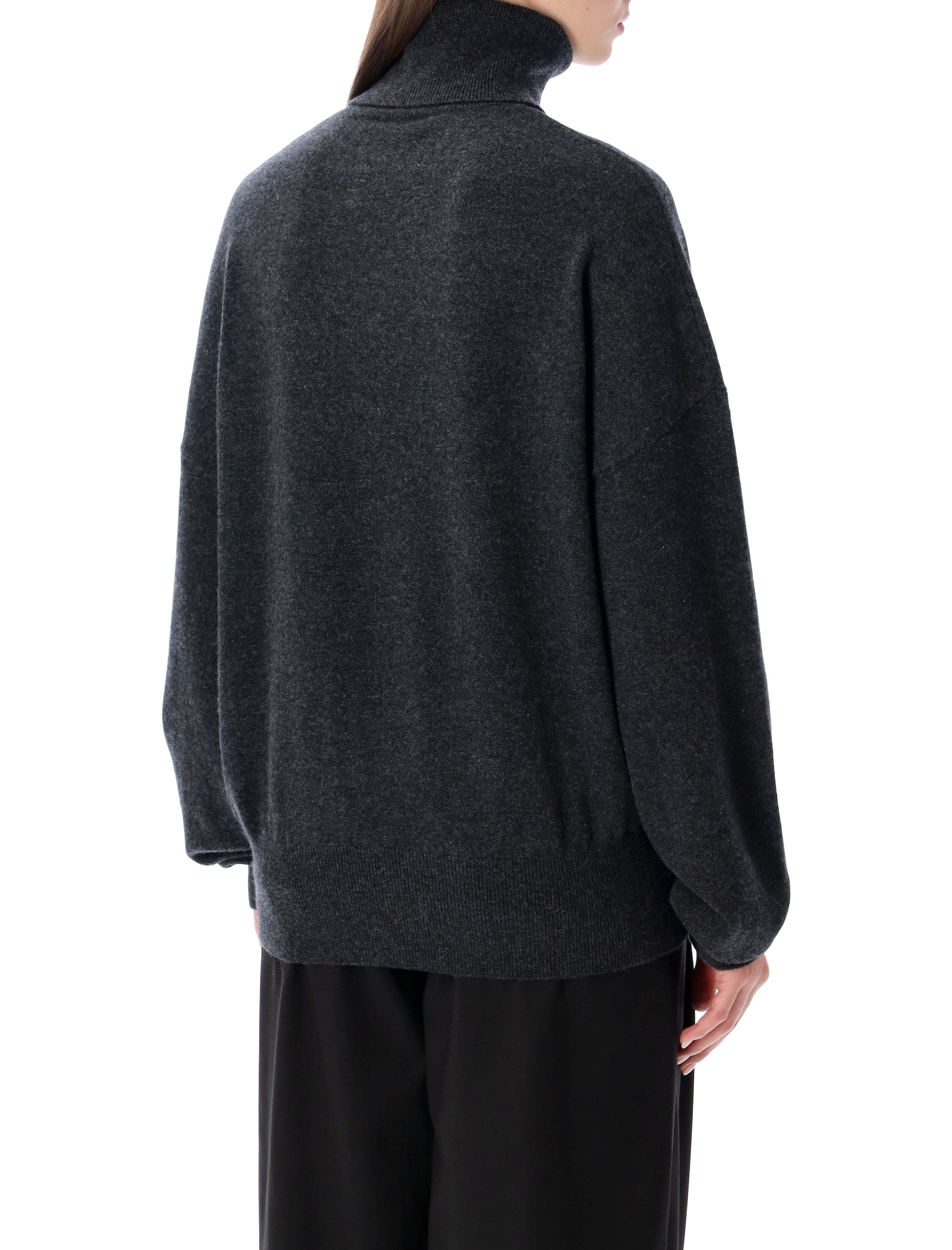 EXTREME CASHMERE Men's Relaxed Fit Cashmere Sweater with Ribbed Roll Neck