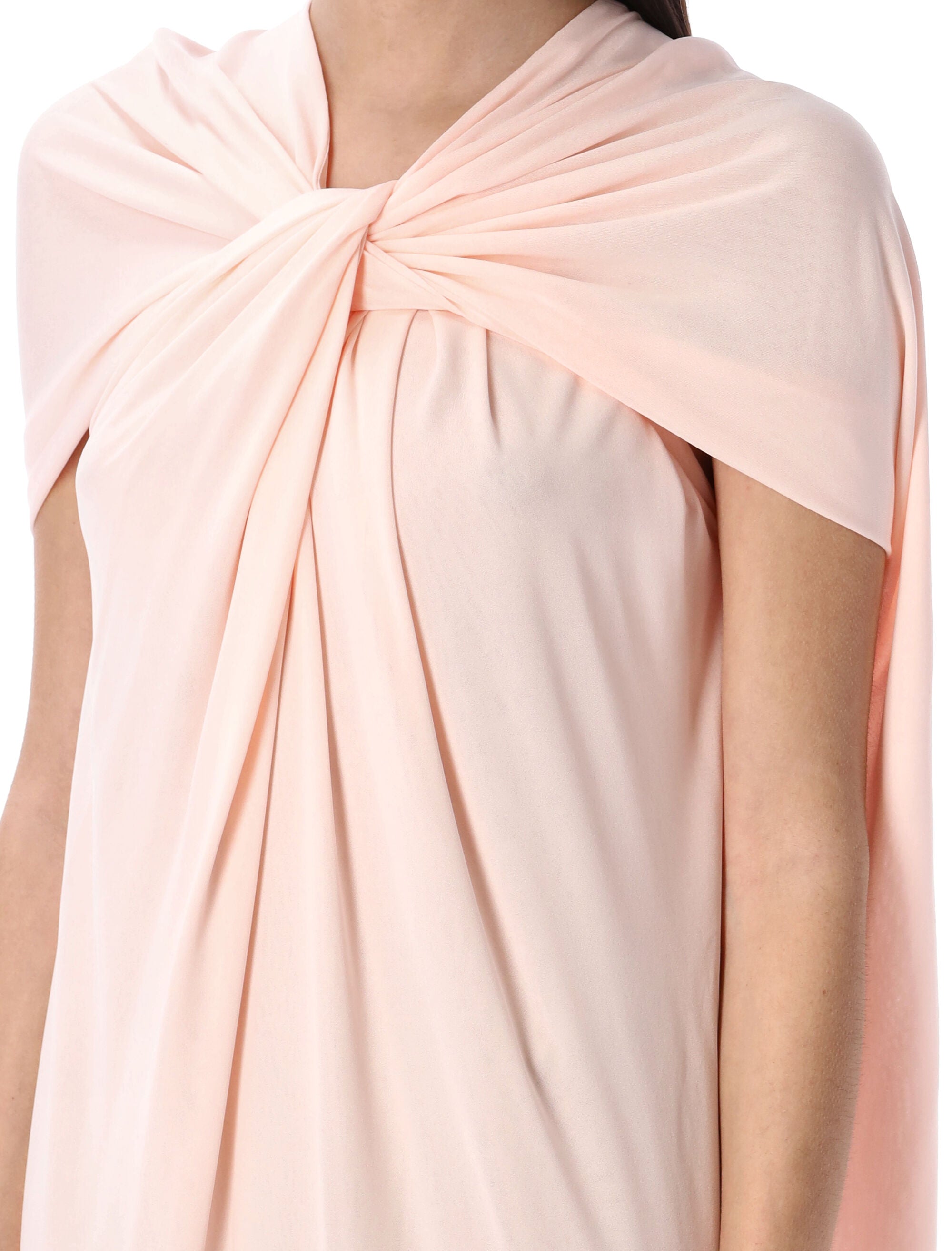 JIL SANDER Draped Dress with Knotted Neckline, Size 34