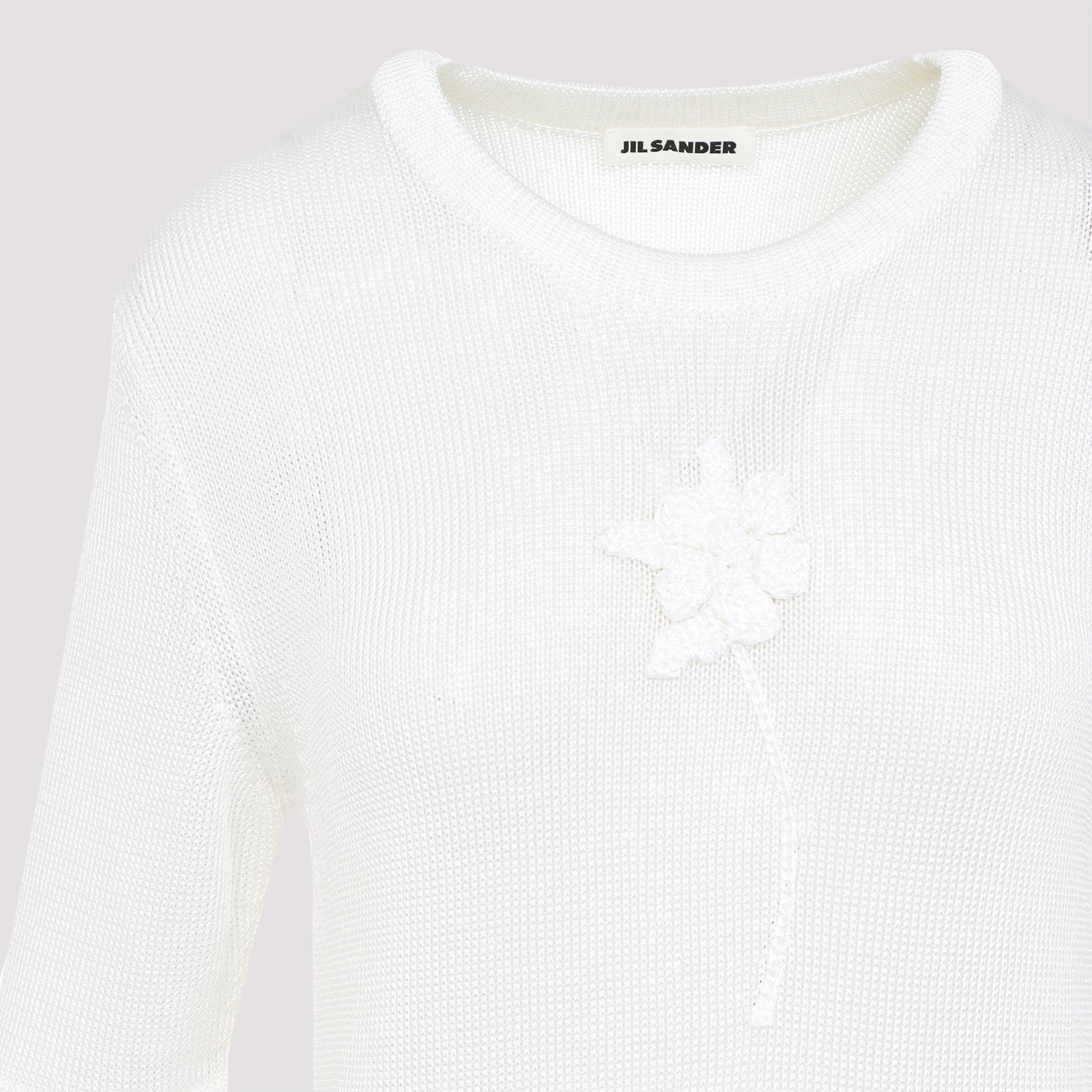 JIL SANDER Regular Fit T-Shirt with 3D Floral Embellishment