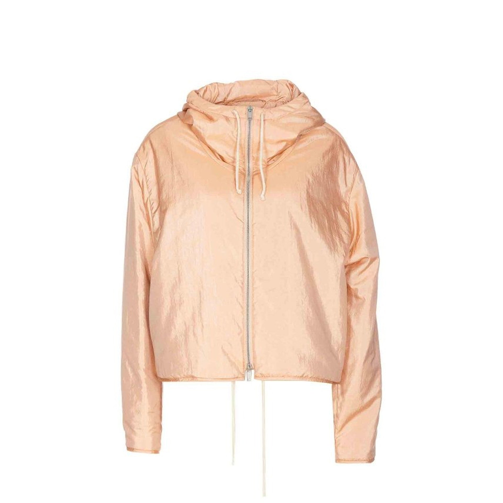 JIL SANDER Silk Blend Zip-Up Hooded Jacket for Women