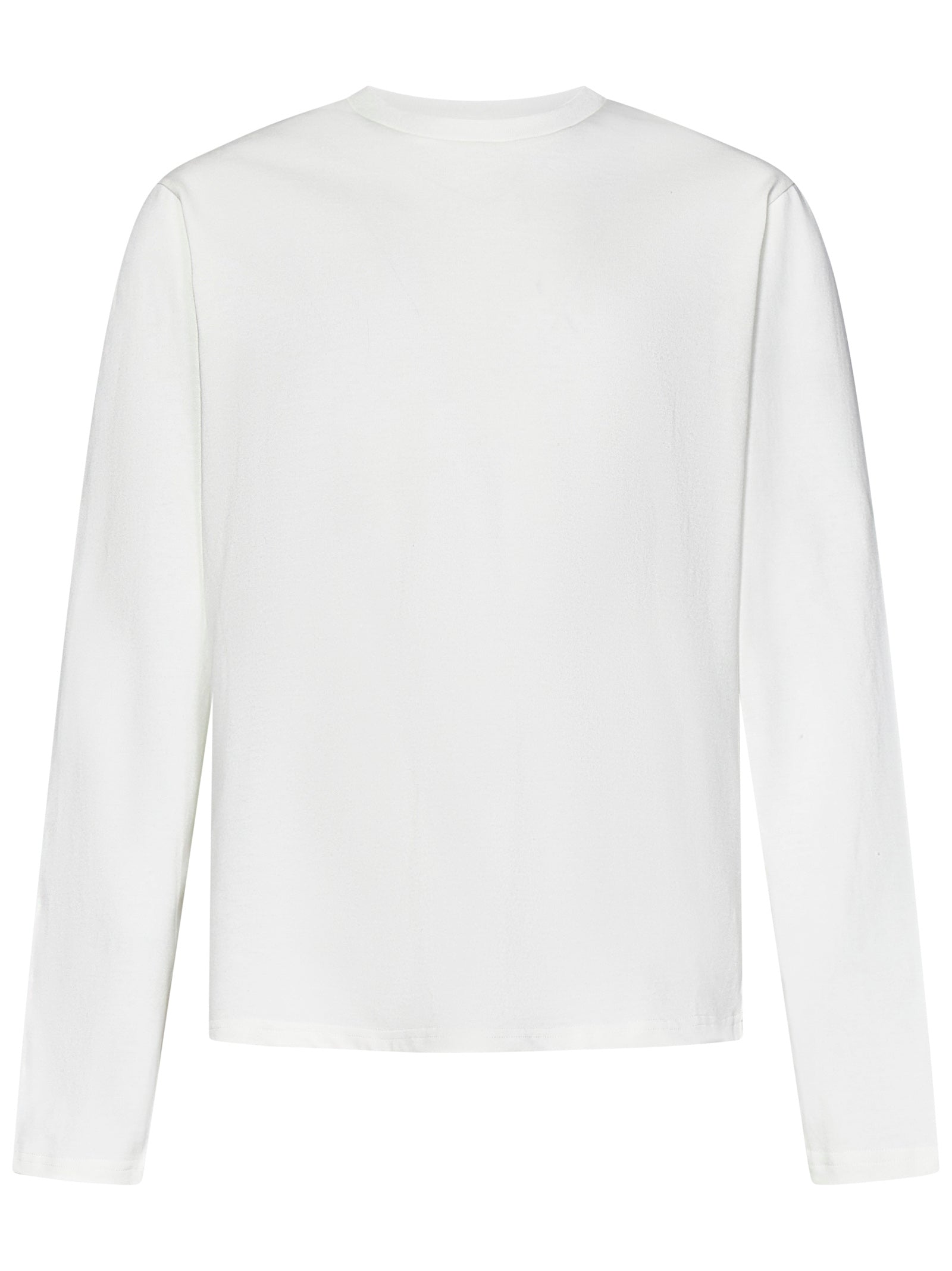 JIL SANDER Long Sleeve Cotton T-Shirt with Leather Patch 48 IT