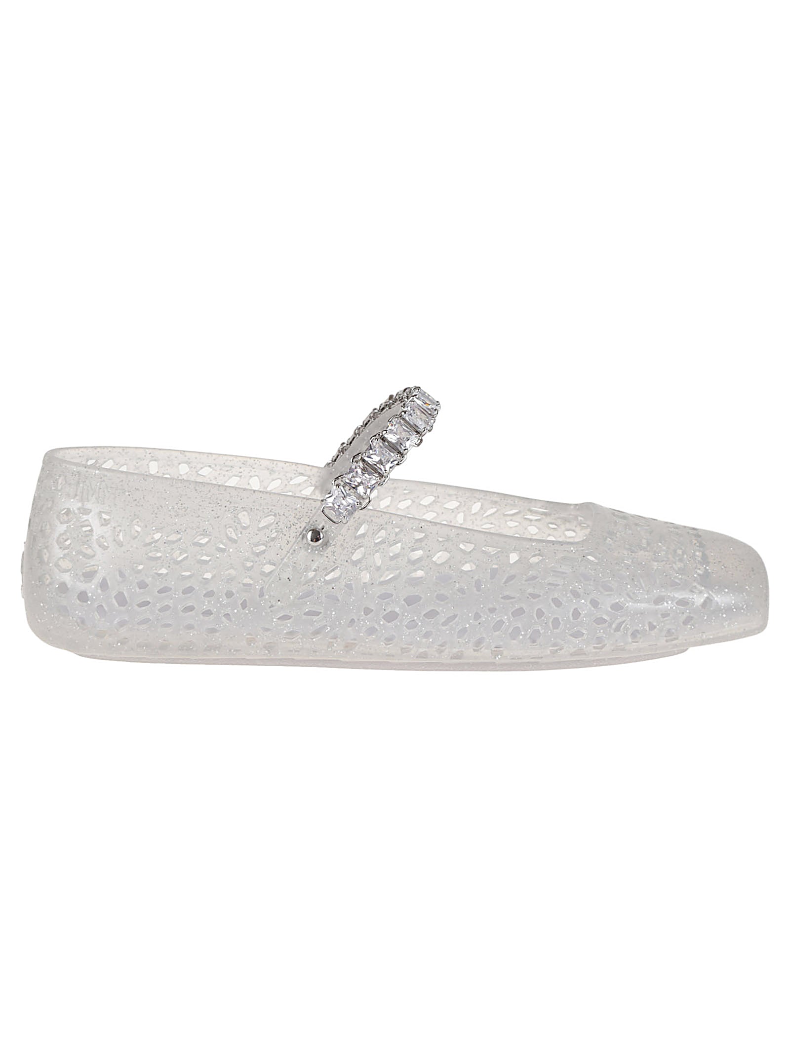 JIMMY CHOO Square Toe Ballerinas with Crystal Strap
