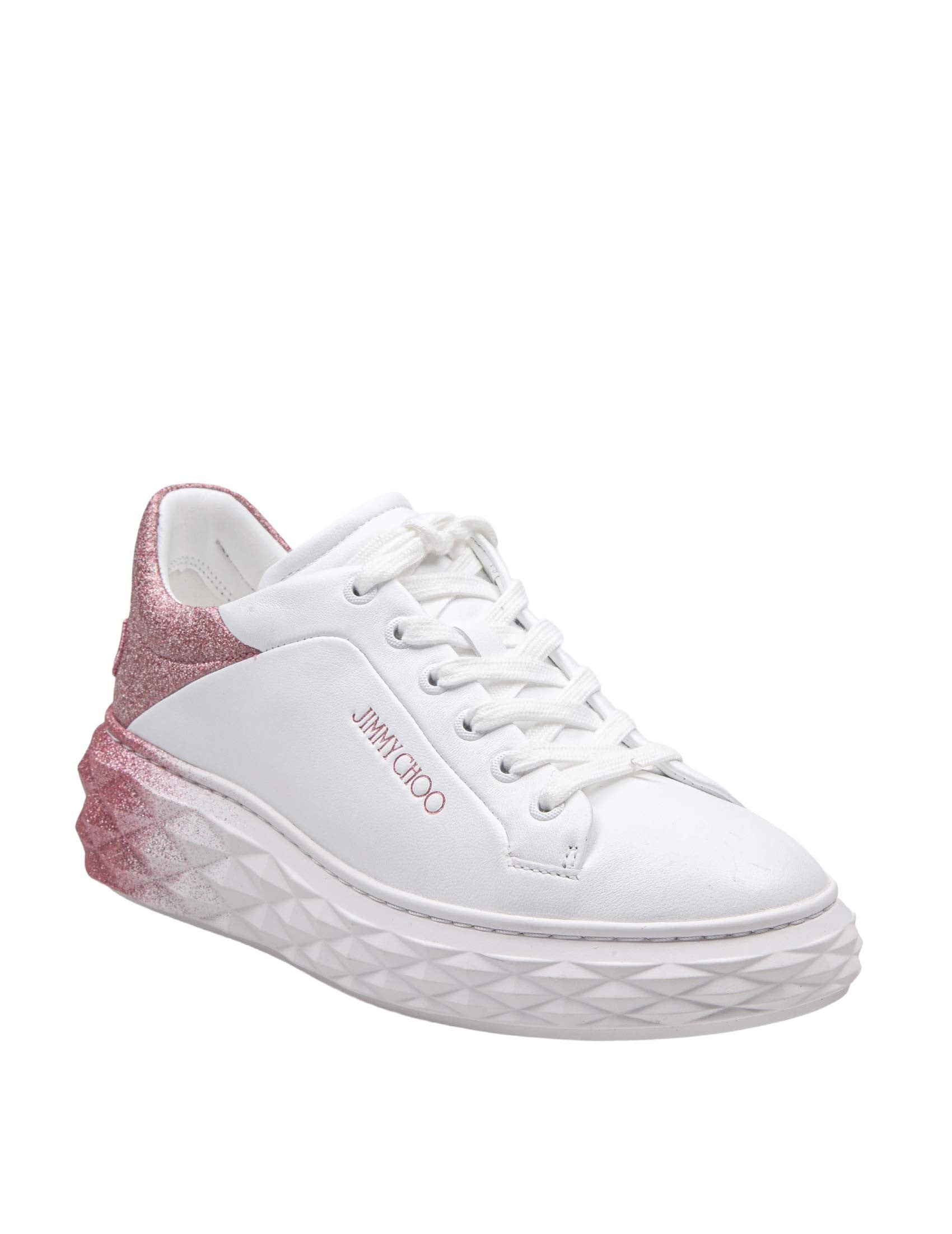 JIMMY CHOO Elegant Leather Sneakers with Glitter Gradient