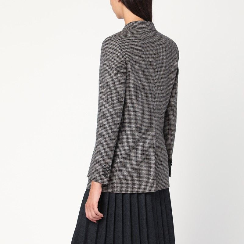 TAGLIATORE Double-Breasted Houndstooth Wool Jacket for Women