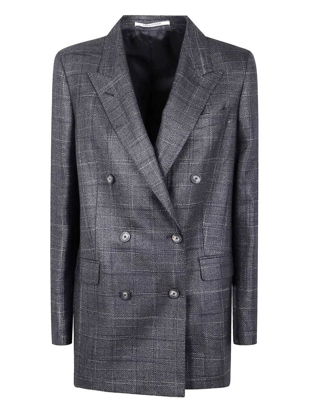 TAGLIATORE Double-Breasted Checkered Wool Blazer for Women