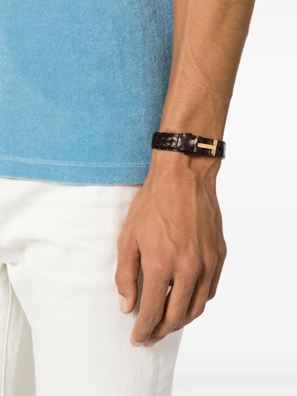 TOM FORD Braided Leather T Bracelet