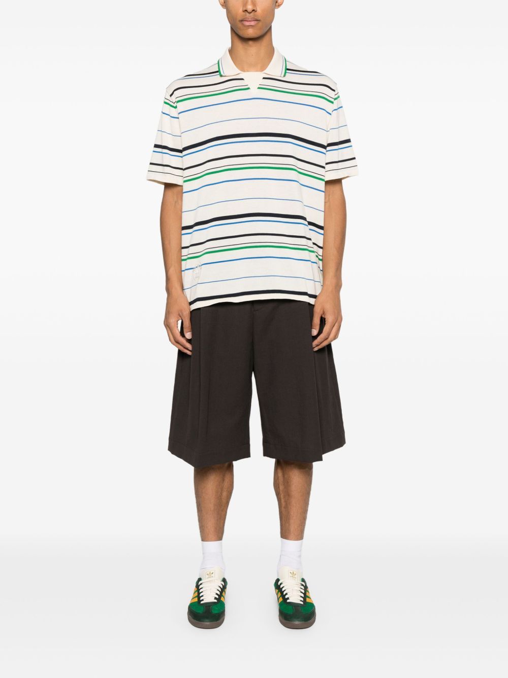 ADIDAS X WALES BONNER Knit Polo Shirt for Men - Short Sleeve with Horizontal Stripes