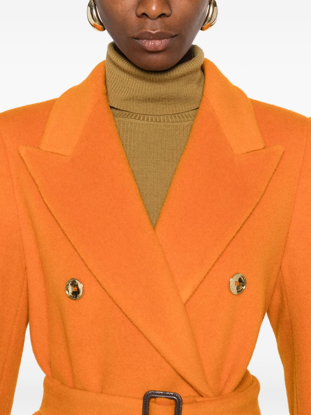 TAGLIATORE Wool Double-Breasted Jacket with Self-Tie Belt