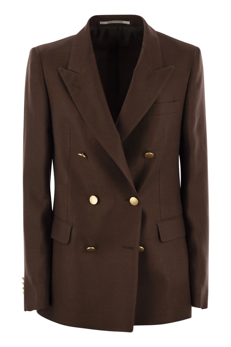 TAGLIATORE Linen Double-Breasted Blazer