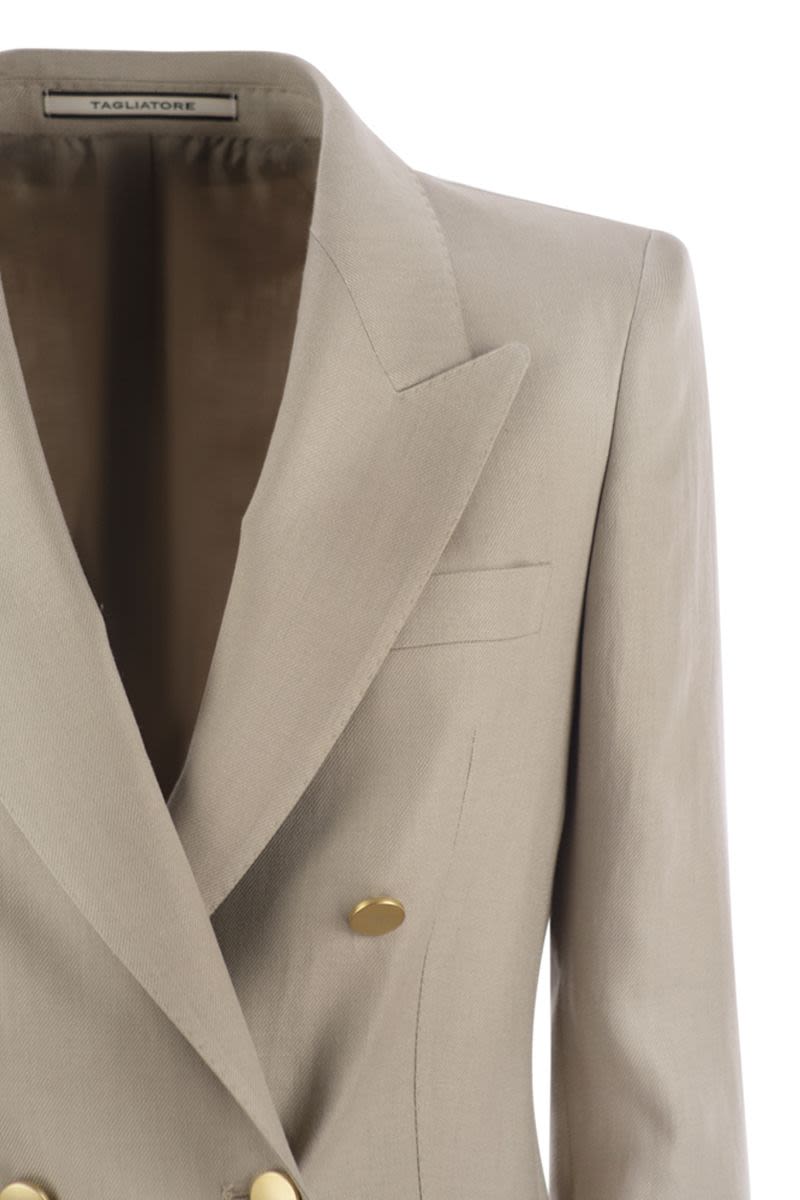 TAGLIATORE Linen Double-Breasted Blazer