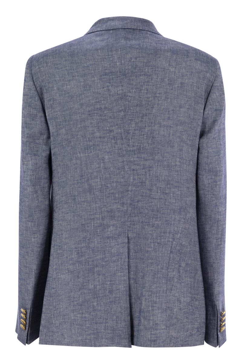 TAGLIATORE Double-Breasted Linen and Viscose Blazer