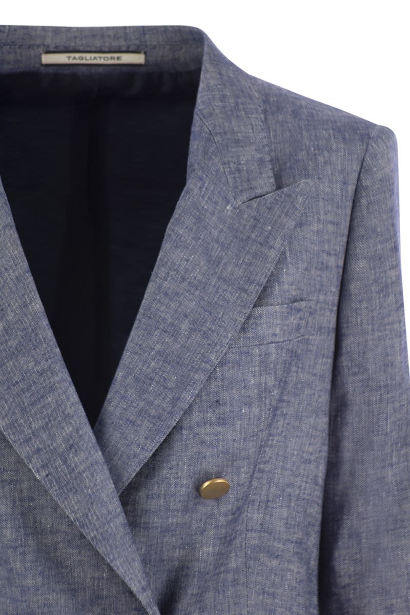 TAGLIATORE Double-Breasted Linen and Viscose Blazer