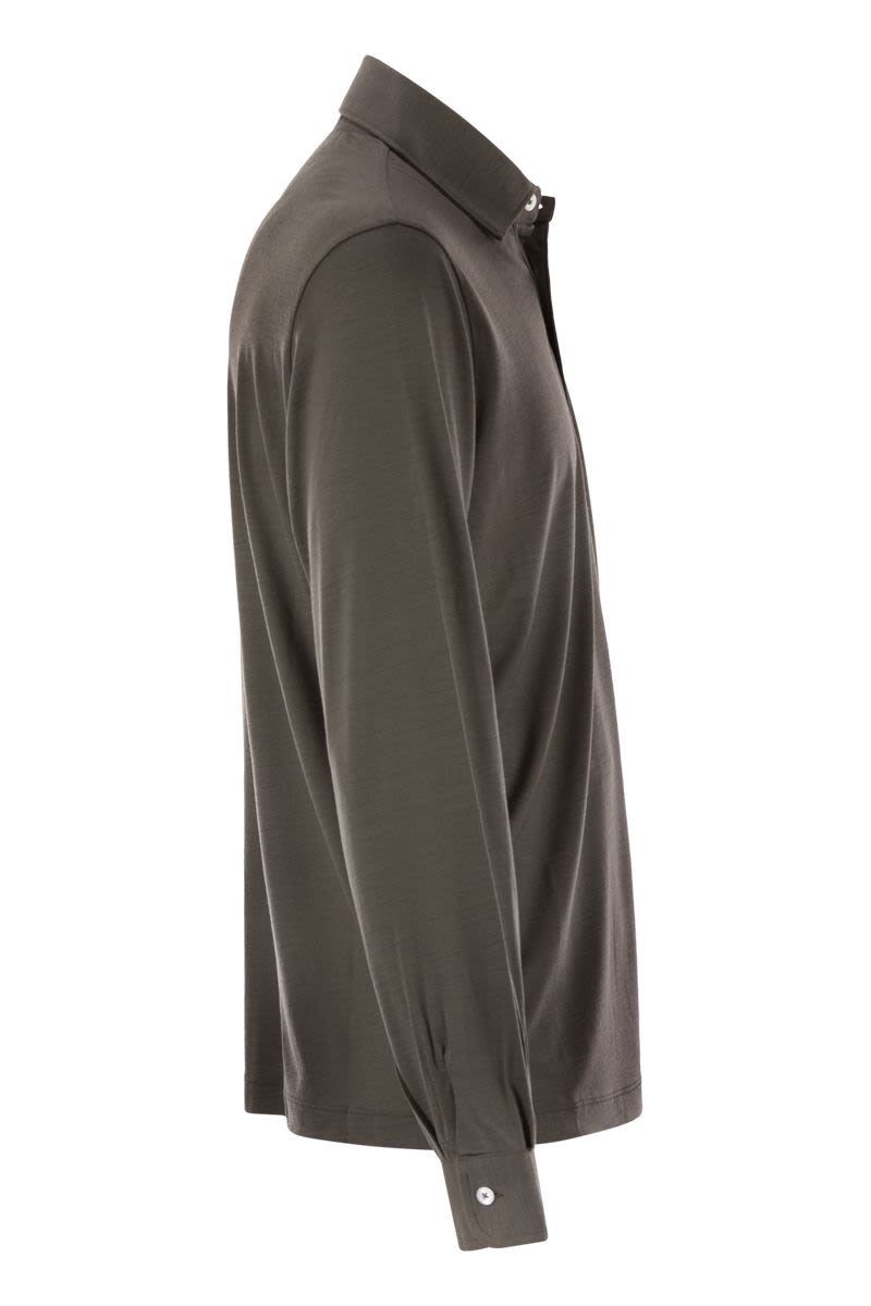 HERNO Soft Wool Knit Resort Polo Shirt