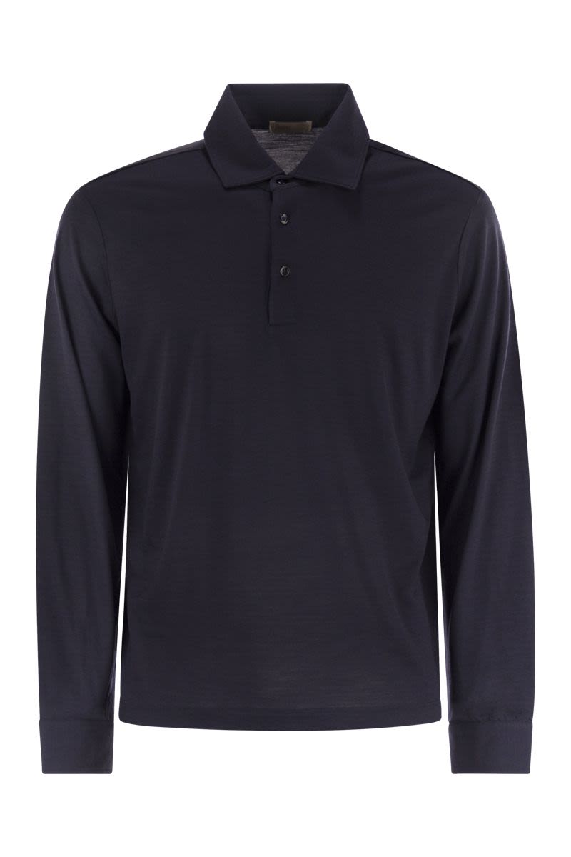 HERNO Men's Soft Wool Knit Polo Shirt