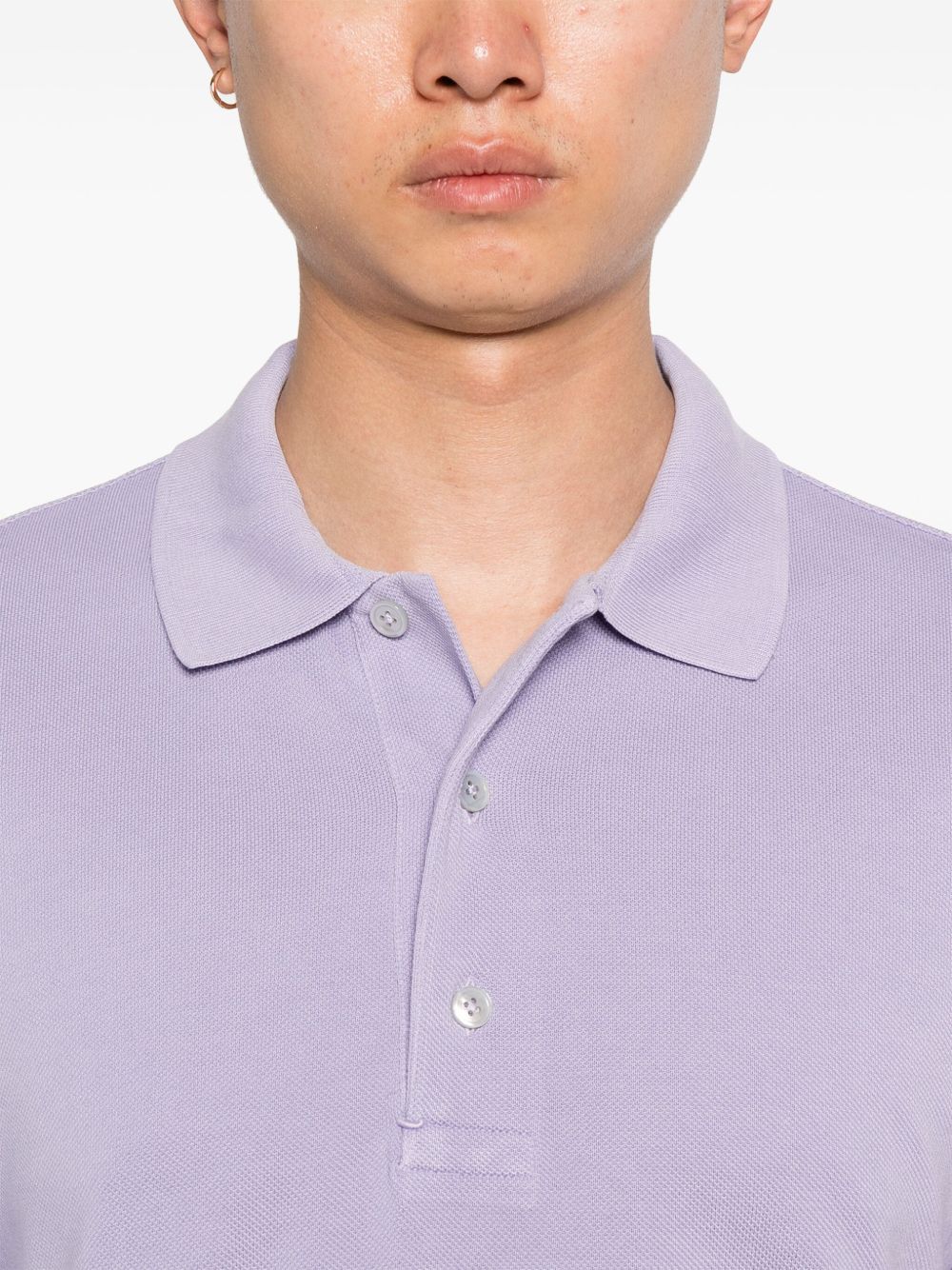 TOM FORD Lyocell Piquet Polo Shirt - Short Sleeves with Button-Down Collar