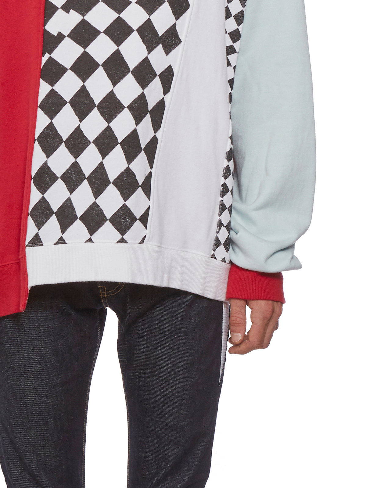 FACETASM Irregular Edge Checkered Crew-Neck Sweatshirt