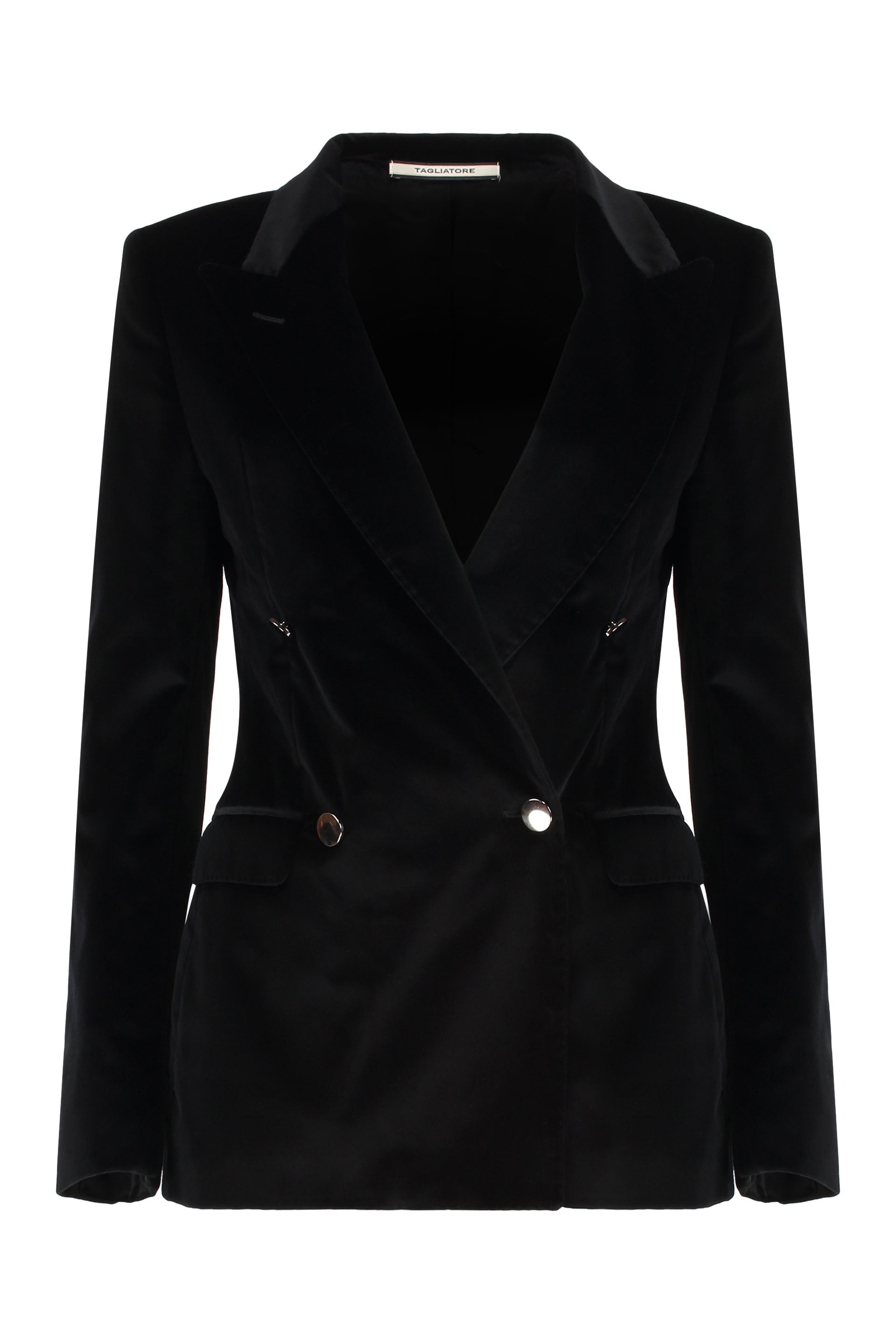 0205 TAGLIATORE Double-Breasted Velvet Jacket for Women