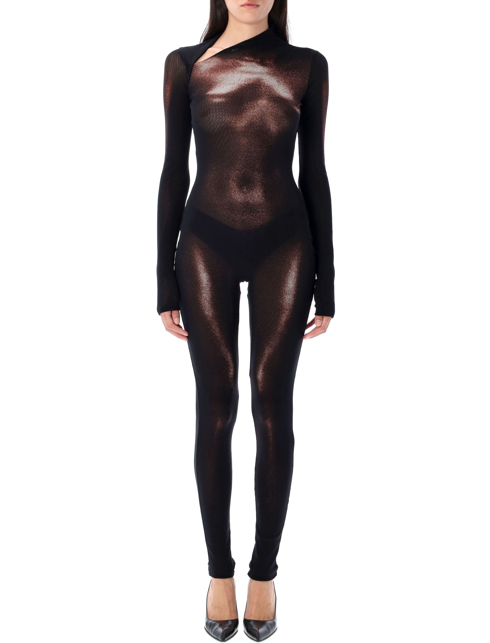 JEAN PAUL GAULTIER Asymmetrical Neckline Body Print Jumpsuit - Size S
