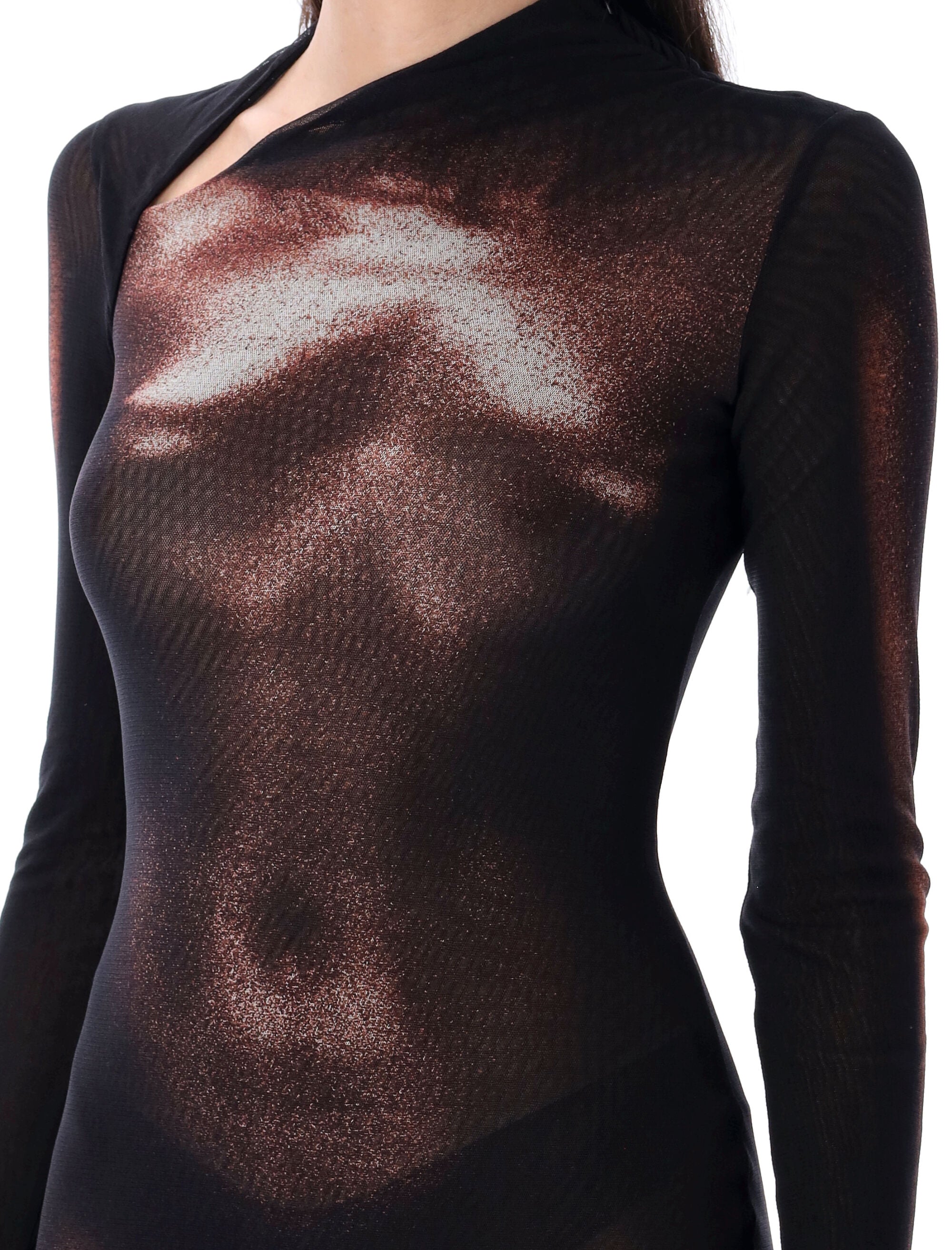 JEAN PAUL GAULTIER Asymmetrical Neckline Body Print Jumpsuit - Size S