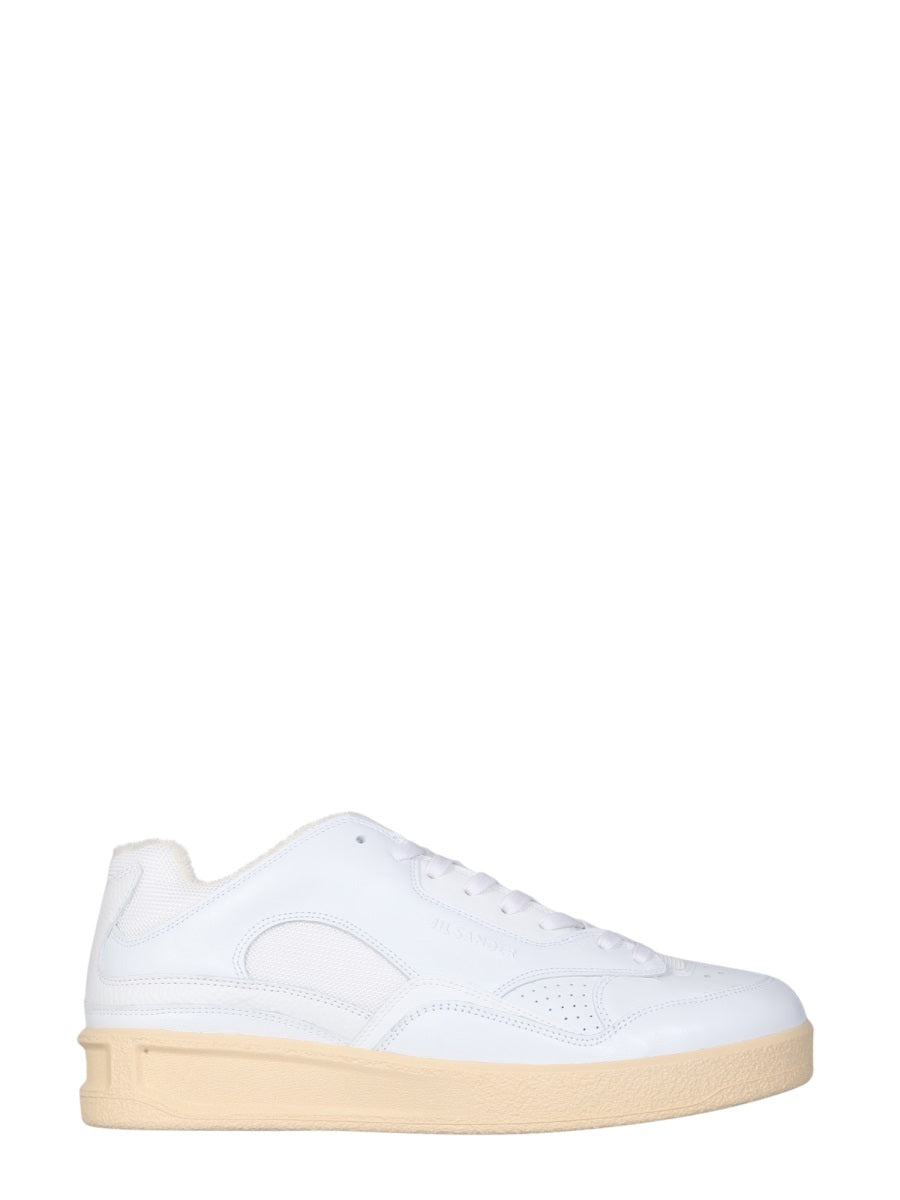 JIL SANDER Low Leather Sneakers with Vulcanized Rubber Sole - 2.5