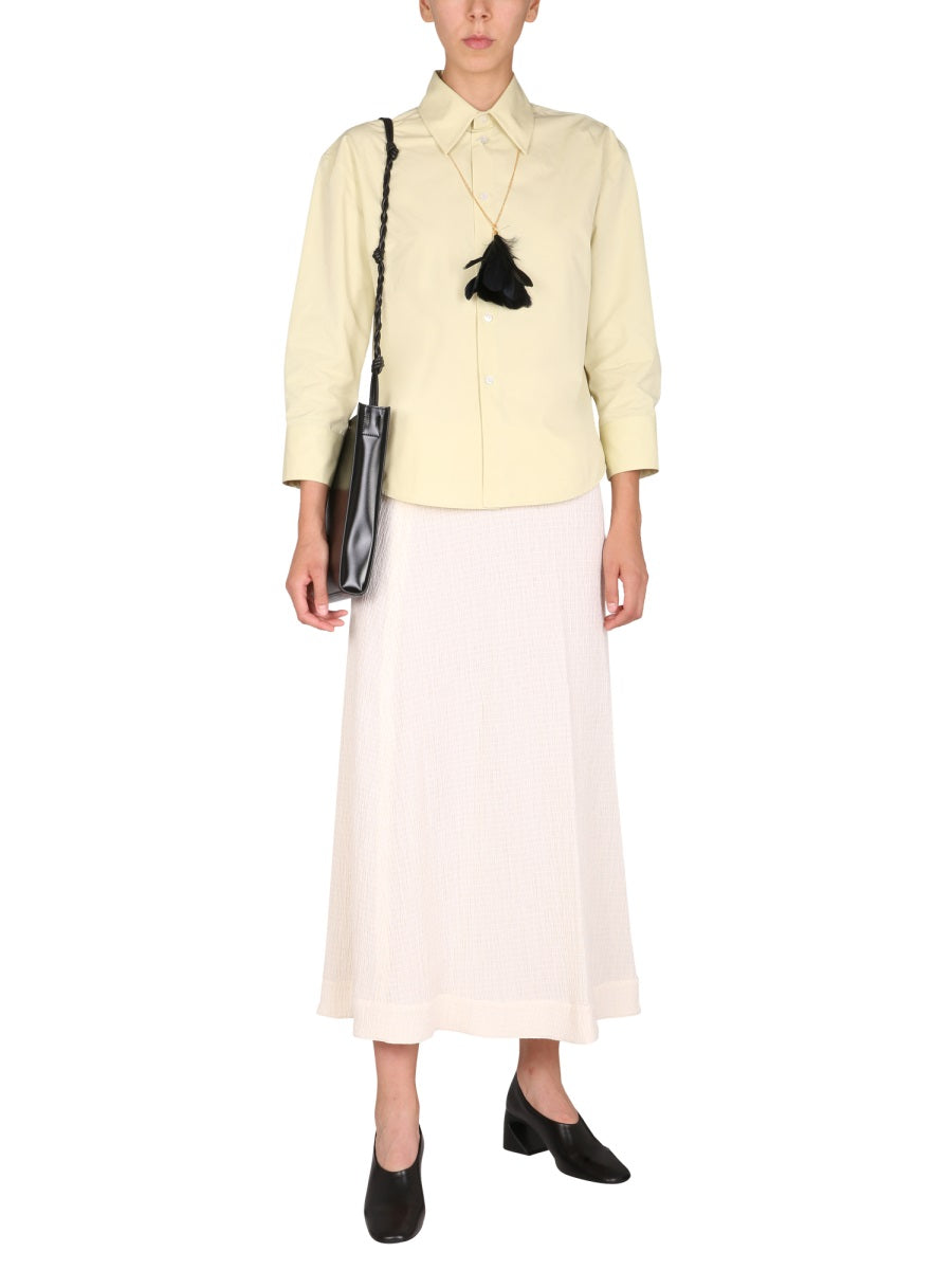 JIL SANDER Boxy Fit Shirt with Front Button Closure - 3/4 Sleeve