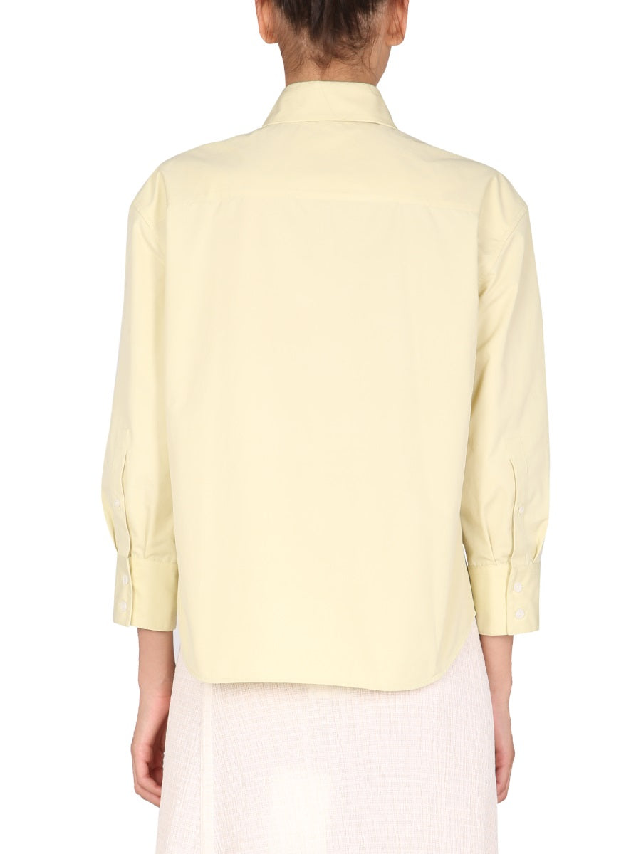 JIL SANDER Boxy Fit Shirt with Front Button Closure - 3/4 Sleeve