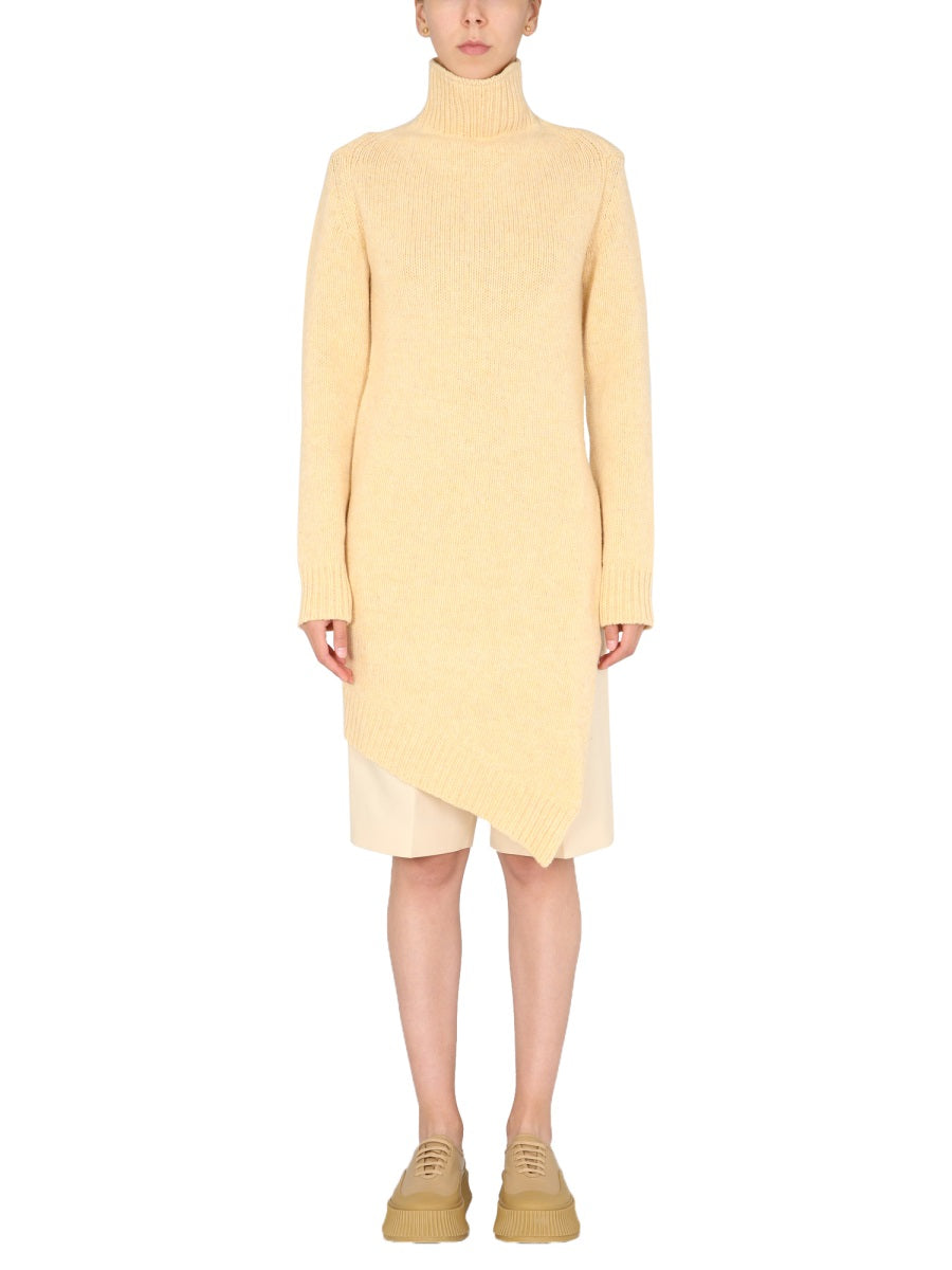JIL SANDER Long Asymmetric Polo Neck Sweater