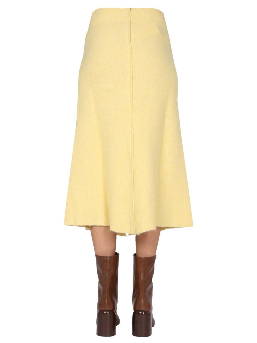 JIL SANDER Chic Midi Skirt with Concealed Zip Closure