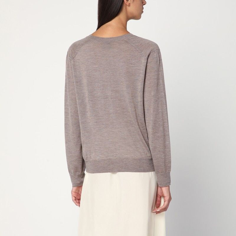 LOULOU STUDIO Cashmere Sweater with V-Neck and Ribbed Edges
