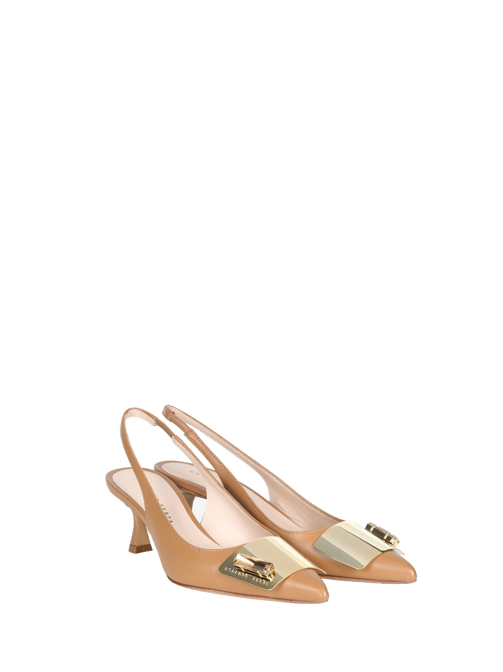 ROBERTO FESTA Chic Slingback Pumps with Statement Plaque Accessory