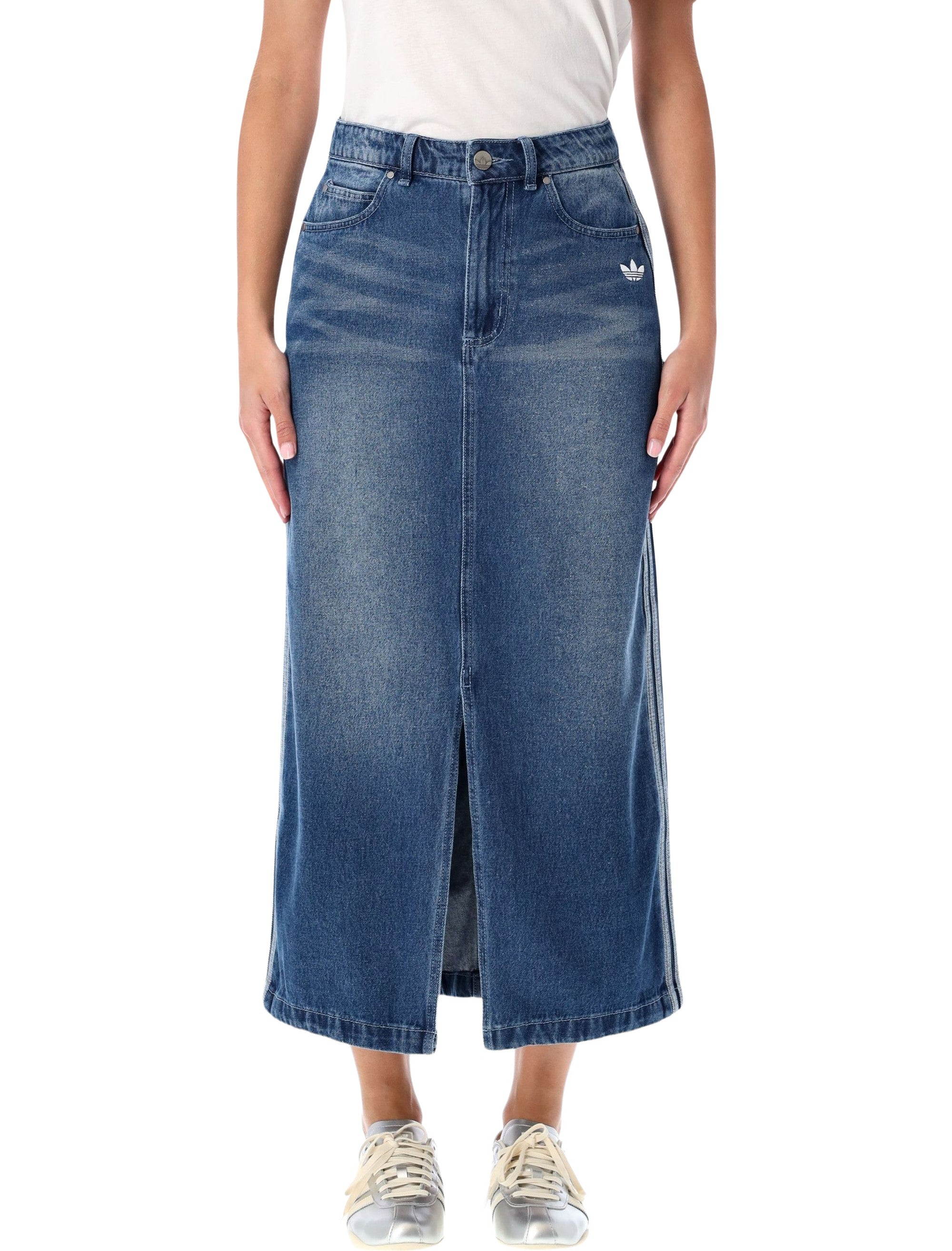 ADIDAS ORIGINALS Adicolor 3-Stripes Denim Pencil Skirt - Size 40