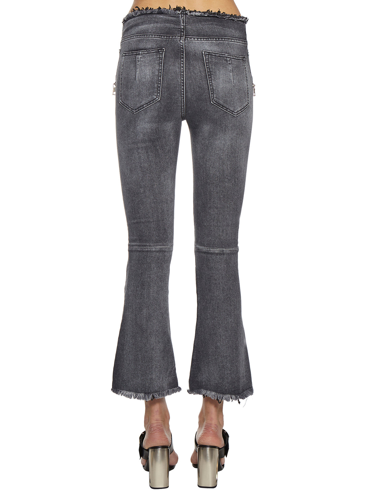 BEN TAVERNITI UNRAVEL Raw Cut Flared Jeans with Lace Detailing - Size 25