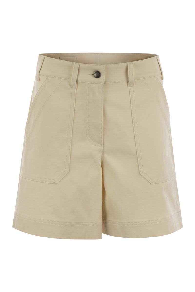 MONCLER Stretch Cotton Gabardine Mini Shorts for Women