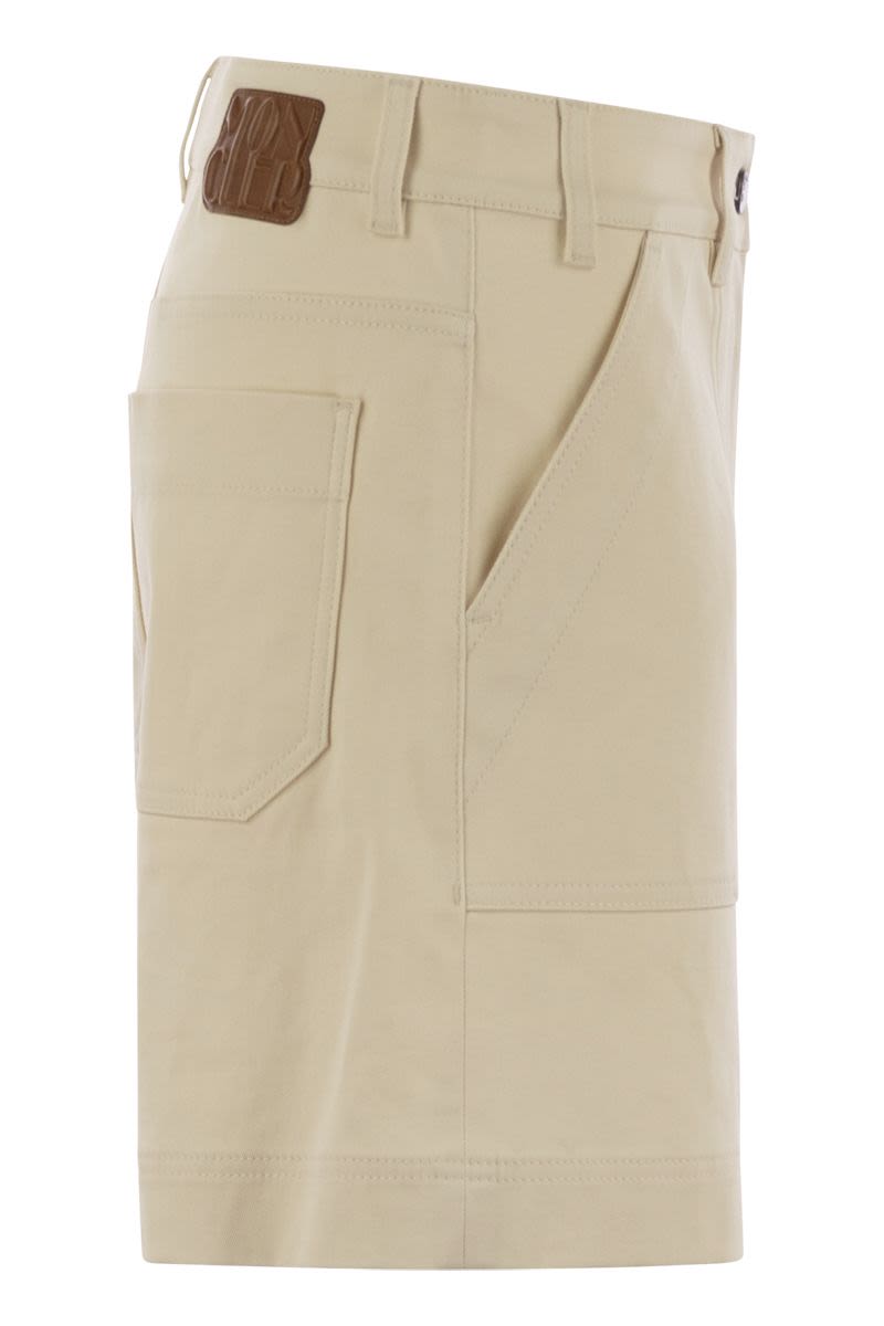 MONCLER Stretch Cotton Gabardine Mini Shorts for Women