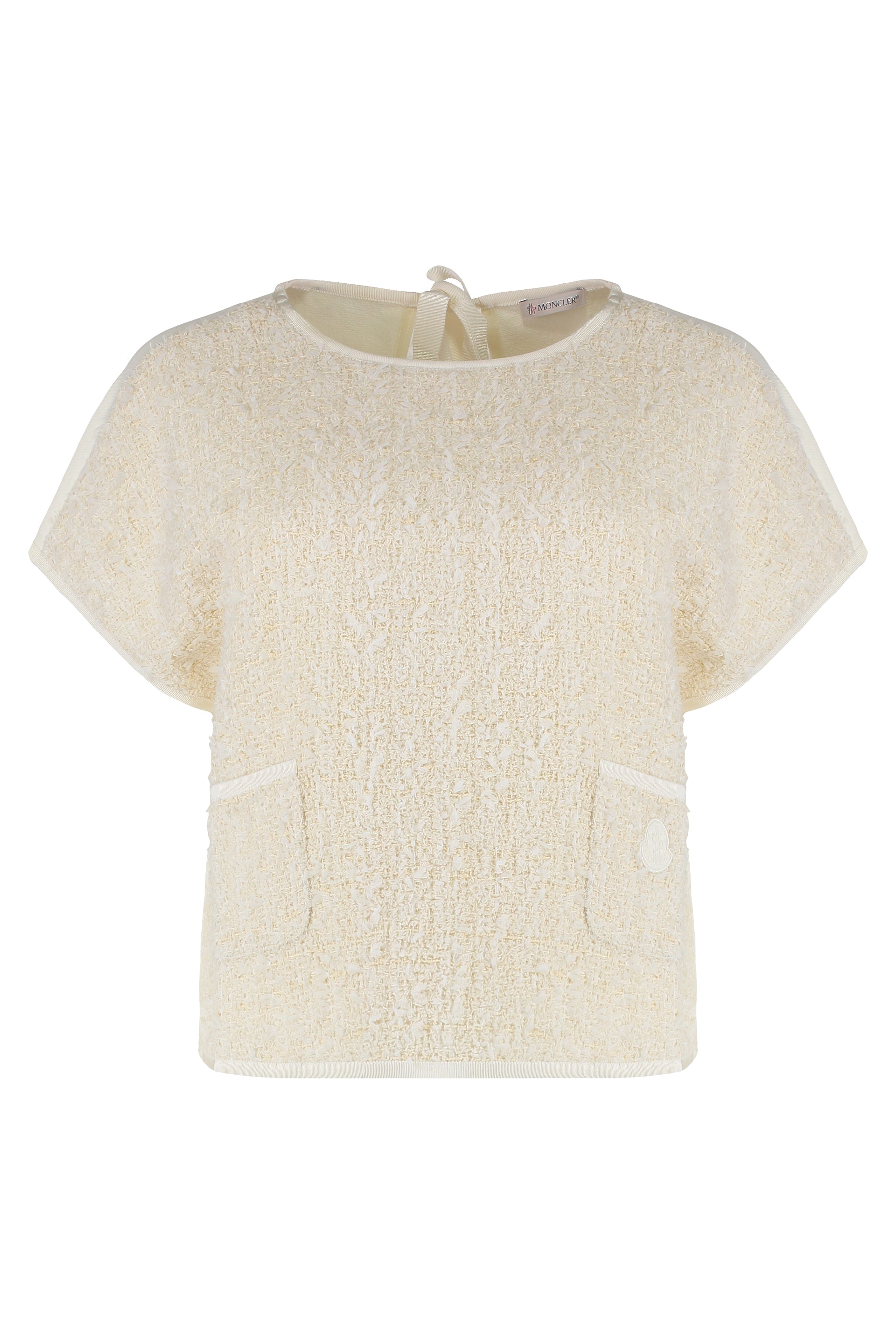 MONCLER Cotton Crew-Neck T-Shirt with Bow Detail