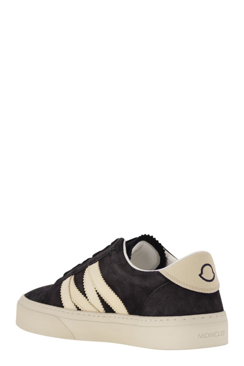 MONCLER Luxury Suede and Nubuck Low Lace-Up Trainers